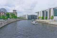 柏林城市日落视图河疯狂德国欧洲