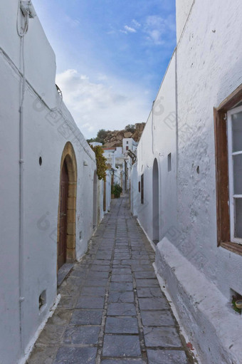罗兹岛很漂亮的城市街视图希腊欧洲