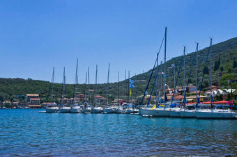 lefkada岛Sivota港口视图希腊