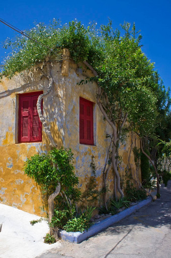 雅典Plaka阿纳菲奥蒂卡城市街视图小传统的<strong>房子</strong>希腊欧洲