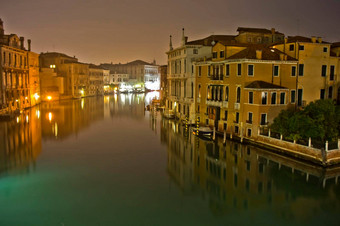 威尼斯城市大运河视图晚上意大利欧洲