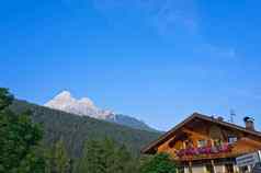 自然景观小村房子白云石山脉阿尔卑斯山脉意大利欧洲
