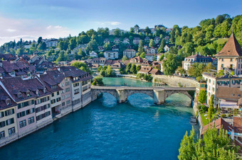 伯尔尼城市视图河瑞士欧洲