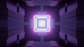 未来主义的隧道紫色的霓虹灯照明插图