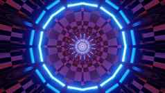 几何未来主义的室内设计对称的霓虹灯饰品插图