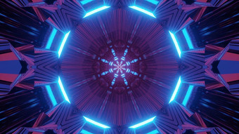 几何未来主义的霓虹灯隧道插图