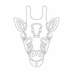 手绘摘要肖像长颈鹿纹身标志墙装饰t恤打印设计穿破向量程式化的插图白色背景