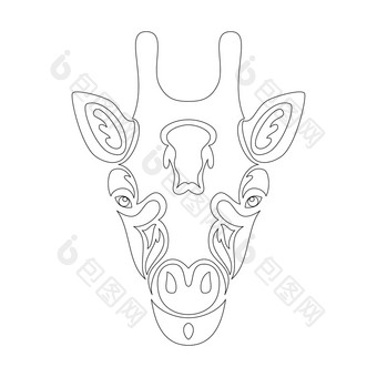 手绘摘要肖像长颈鹿纹身标志墙装饰t恤打印设计穿破向量程式化的插图白色背景