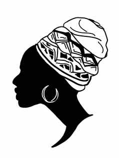 配置文件非洲女人传统的头巾头环耳朵