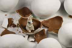白色兔子巧克力糖果复活节蛋壳
