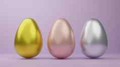 奢侈品金复活节鸡蛋孤立的粉红色的背景复活节节日renderingใใ