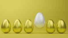 摘要奢侈品金复活节鸡蛋孤立的黄色的背景复活节节日呈现