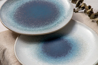 详细的陶瓷板印花棉布的陶瓷餐具