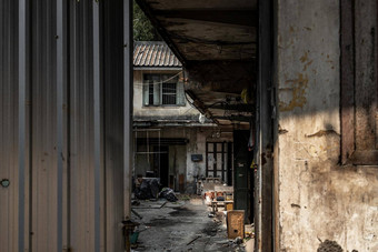 外部房子左恶化时间中国人体系结构风格被遗弃的房子摧毁了房子毁了房子