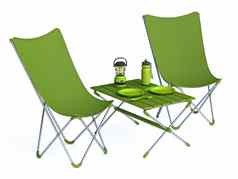 绿色折叠野营表格椅子