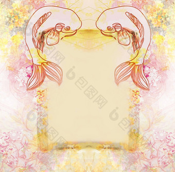 日本锦 鲤鱼装饰花框架