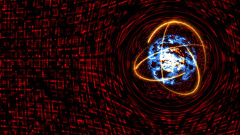 量子光红色的核心未来主义的电脑动画摘要背景