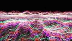 未来主义的摘要模糊红色的紫色的绿色波形球振荡