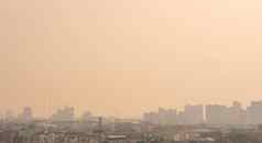 城市景观城市天际线雾烟雾宽高视图图像曼谷城市软光