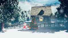 圣诞节雪人雪被施了魔法森林圣诞节一年呈现