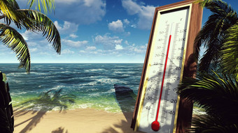 温度计华氏温度摄氏度显示不断上升的温度概念全球气候变暖呈现
