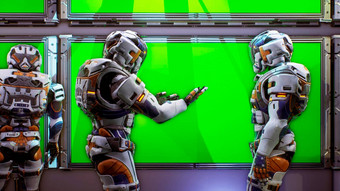 宇航员指示板绿色屏幕宇宙飞船超级现实的概念呈现