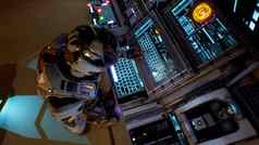 宇航员未来按键科幻屏幕现实的运动背景呈现