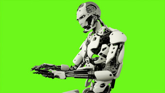 机器人安卓玩计划现实的运动绿色屏幕呈现