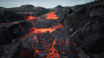 熔岩流动<strong>火山</strong>熔岩<strong>火山喷发</strong>呈现