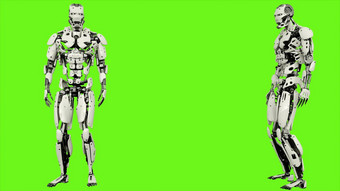 机器人安卓距离现实的运动绿色屏幕呈现