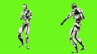 机器人安卓发射球能源现实的运动绿色屏幕呈现