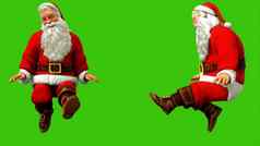 快乐的圣诞老人老人挥舞着脚绿色屏幕圣诞节呈现
