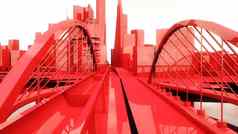 场景城市红色的城市建筑呈现