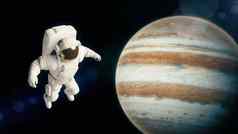 宇航员外空间飞行木星呈现