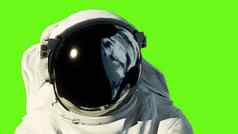 宇航员月亮月亮探测器看地球绿色屏幕呈现
