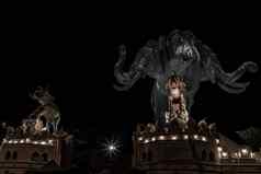 处女博物馆大象头雕塑头黑暗晚上背景重要的独特的旅游