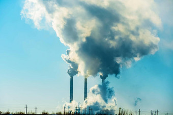 吸烟工厂烟囱环境问题<strong>污染</strong>环境空气大城市气候改变生态全球气候变暖天空<strong>烟雾</strong>缭绕的有毒物质烟尘工厂