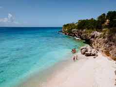 playa卡尔基库拉索岛热带岛加勒比海空中视图海滩playa卡尔基西方一边库拉索岛加勒比荷兰安的列斯群岛