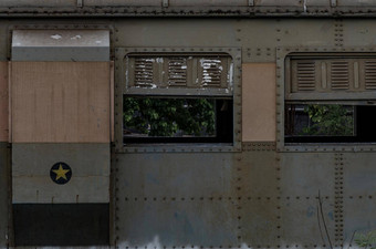 古董铁路容器窗口生锈的颜色站