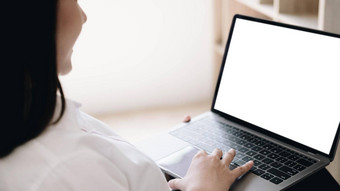 业务女人办公室工作移动PC模型空白屏幕空复制空间监控业务广告企业网站公司金融报告