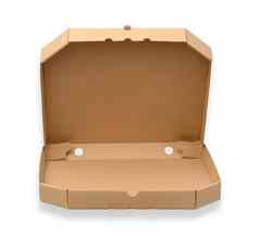 开放空纸板广场披萨盒子棕色（的）纸包装孤立的白色背景