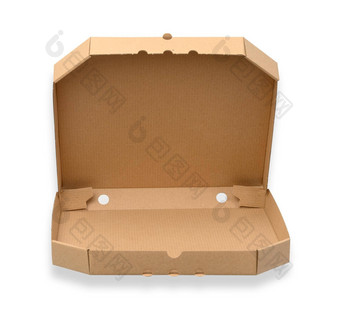 开放空纸板广场<strong>披萨</strong>盒子棕色（的）纸<strong>包装</strong>孤立的白色背景