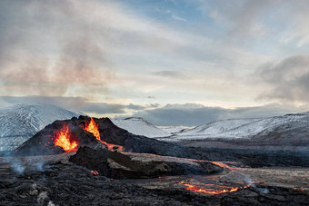 佛格拉达尔山火山火山喷发冰岛