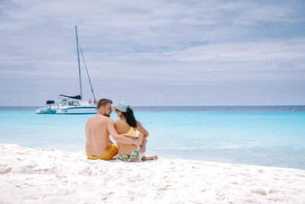小库拉索岛岛著名的daytrips打鼾旅游白色海滩蓝色的清晰的海洋小库拉索岛岛加勒比海