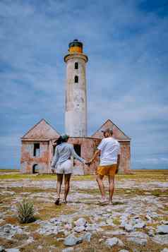 岛小库拉索岛加勒比岛库拉索岛红色的灯塔小岛库拉索岛