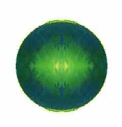 皇家蓝色的水彩圆色彩斑斓的手使设计元素对称的绿色蓝色的湿手画轮飞溅圆