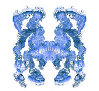 罗夏测验的测试孤立的白色插图随机摘要蓝色的背景《惊魂记》诊断墨迹测试