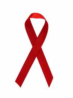 红色的丝带艾滋病意识孤立的白色背景