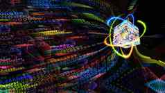 量子光蓝色的核心未来主义的电脑∞橙色火绿色自然蓝色的雷声能源原子