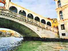 一瞥著名的威尼斯桥大运河
